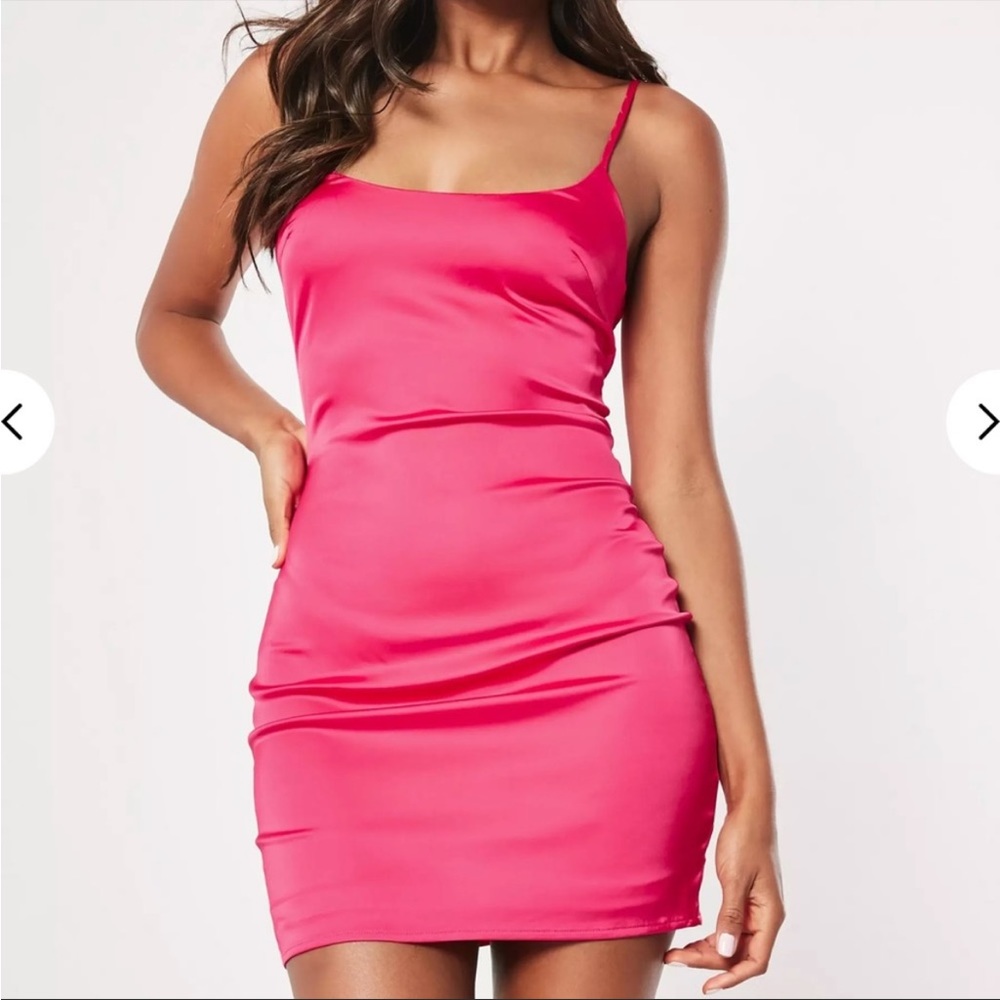Missguided petite mini dress 5"3 and under in a bodycon fit featuring hot pink